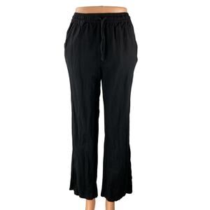 Chartou Women's Black High Waisted Drawstring Straight Trousers Pants Size XS